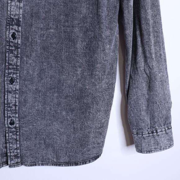 LEVI'S Relaxed Fit Denim Shirt Black Acid Wash Button Up Long Sleeve Men's XL - Picture 5 of 10